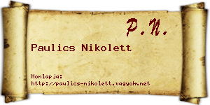 Paulics Nikolett névjegykártya